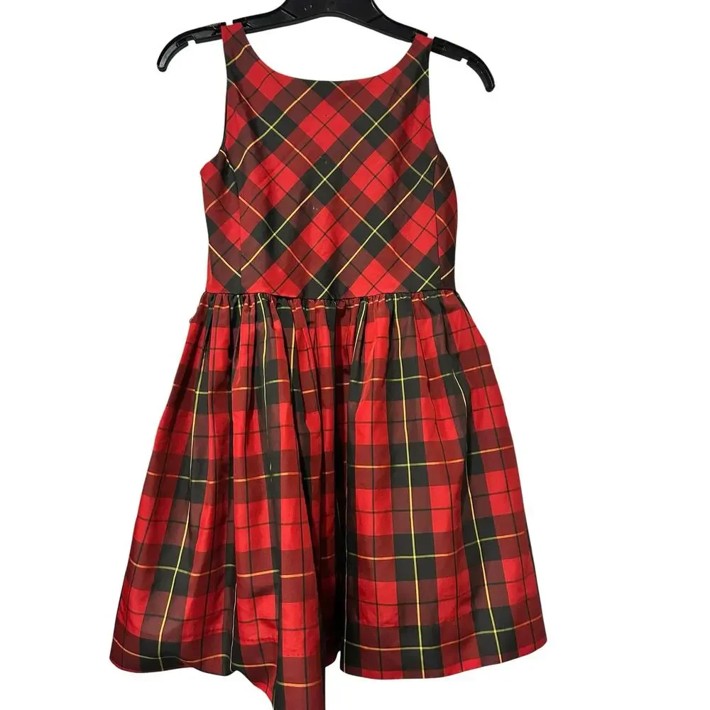 Ralph Lauren Girls Dress Plaid Petticoat Underlayer Preppy Sleeveless SZ 12